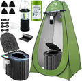 Camping Toilet with Pop-Up Privacy Tent and Liquid Waste Gel Portable Toilet for Camping with Large Tent Ergonomic Potty Provides Enhanced Comfort Suitable for All Ages