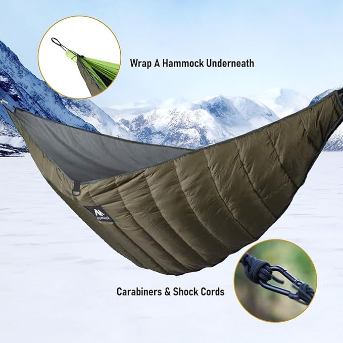AYAMAYA Single &amp Double Hammock Underquilt Full Length Big Size Under Quilts for Hammocks Camping Backpacking Essential Winter Cold Weather Warm UQ Blanket Bottom Insulation