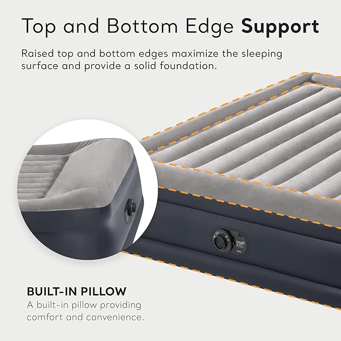 Intex 2 Pack Dura Beam Plus Deluxe Airbed Inflatable Blow Up Portable Air Mattress with Built-in Internal Air Pump King-Sized Bed