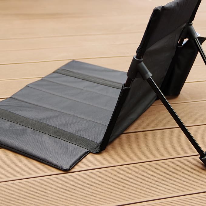 Extra large folding camping backrest with cup holderLightweight portable outdoor large chair for beach park lawn and travelAluminum frame comfortable &amp durable lazy backrest (Carbon Black)