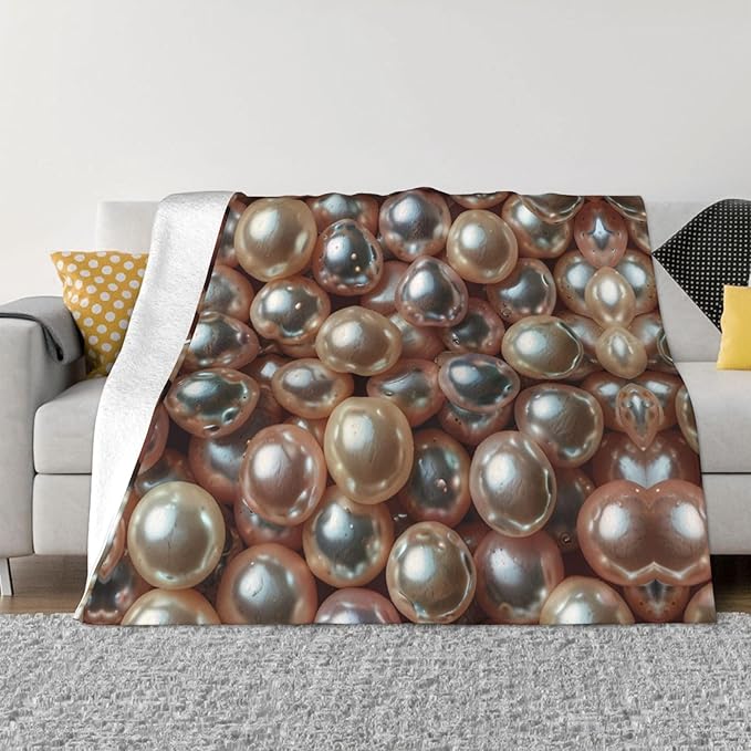 Pearl 80x60 Printed Soft Fleece Blanket for Sofa Bed and Camping - Cozy Blanket for Travel Picnics Nighttime Use