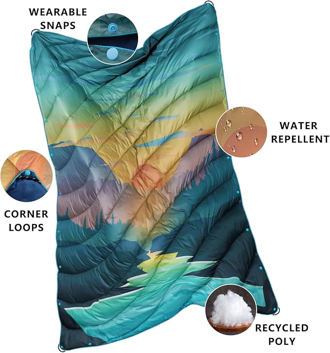 Camping BlanketLightweight Puffy Printed Camping Blanket Packable Outdoor Blanket for CampingTraveling Stadium Hiking Picnics