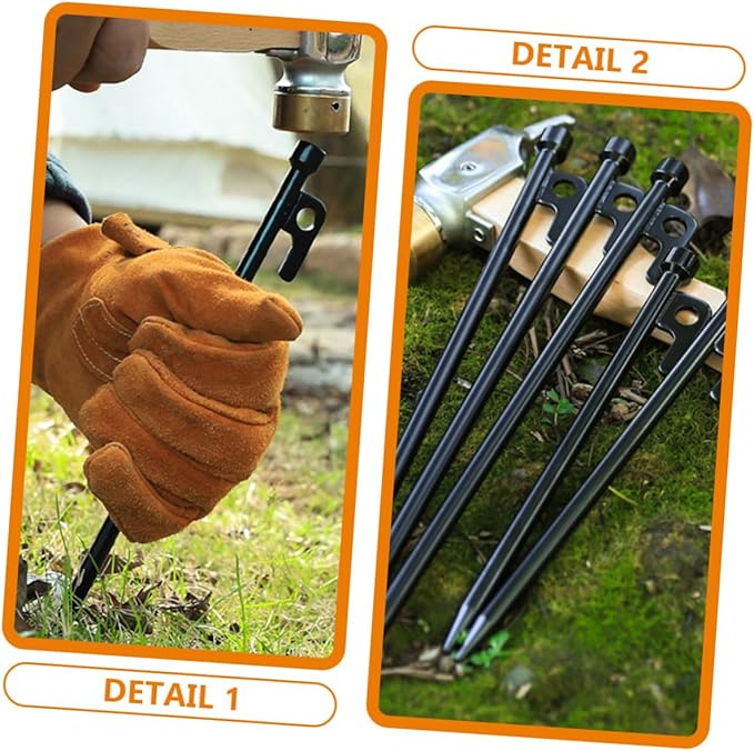 Balacoo 10Pcs Heavy Duty Metal Tent Stakes Ground Pegs for Camping and Durable Cast Fixing for Outdoor Tents and Canopies Easy to Carry Includes Storage Bag