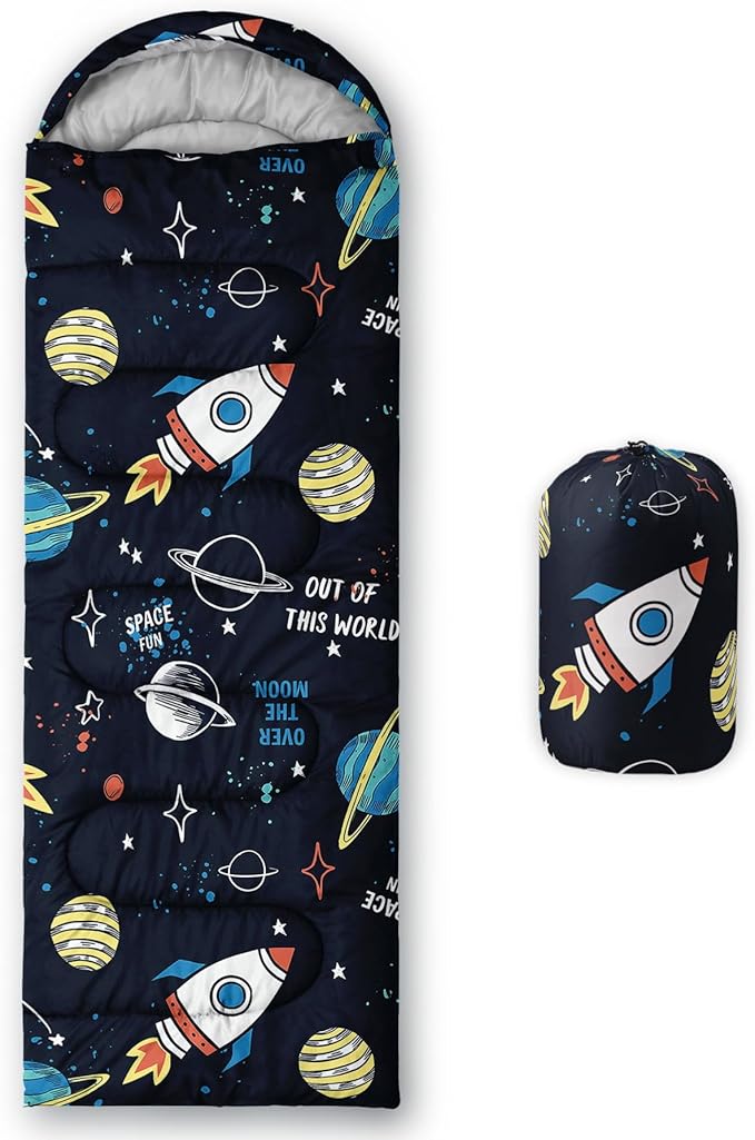 Kids Sleeping Bag for Boys GirlsCute Puppy Print-Lightweight Warm Portable Outdoor Indoor-Waterproof Cold Weather Resistant Sleeping Bag for Camping Hiking