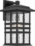Kichler Beacon Square 17.25 1-Light Outdoor Wall Light with Clear Hammered Glass in Textured Black for Exterior Doors Garage Porch or Patio (17.25 x 9.5) 49831BKT