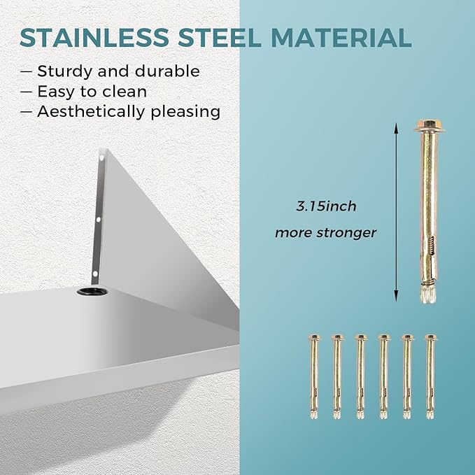 Stainless Steel Microwave Shelf Wall Mount 18 x 24 Commercial Heavy Duty Metal Appliance Wall Mounted Shelf 200 lb Commercial Microwave Rack for Restaurant Kitchen Bar and Shop