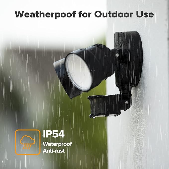 LUTEC Shrimp P6221B-PIR24 2000 Lumen 18 Watt 26 LED Motion Activated Integrated Dual-Head Floodlight Outdoor IP54 Waterproof Exterior Security Wall Light for Patio Garden Yard-Black
