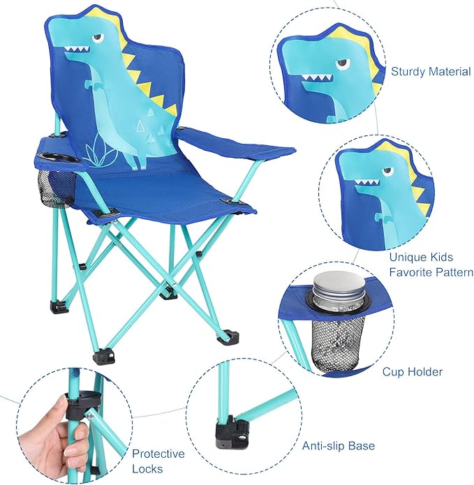KABOER Kids Outdoor Folding Lawn and Camping Chair with Cup Holder and Carrying Bag Children's Camping Chairs