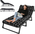 Camping Cots for Adults Adjustable 4-Position Reclining Folding Chaise with Pillow Load Capacity 200kg Outdoor Lounge Chair Sleeping Cot Bed for Office Pool Beach Patio 75cm
