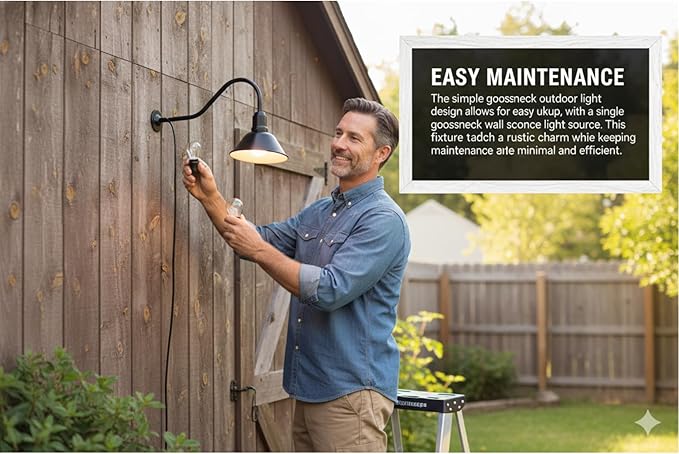 AGB101-AA9-Black Barn Lights Outdoor Fixture with Gooseneck Lamp - Classic Gooseneck Light Dome | Wall Mount RLM Design for Patios Gardens Entryways Garages and Exterior Home Lighting