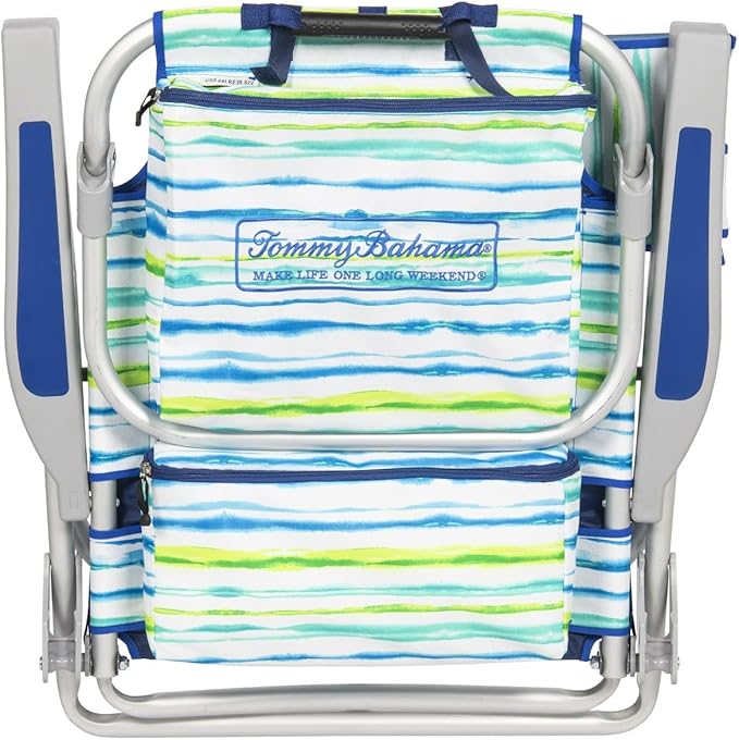 Tommy Bahama 2 Pack Backpack Beach Chair 5 Position Chair Including Lay Flat (White Stripes)