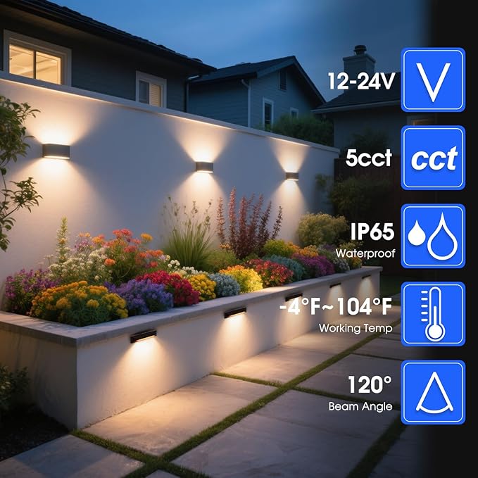Energetic 5CCT LED Outdoor Step Lights Low Voltage Deck Lights for Landscape Yard Driveway Garden Porch Stairway 8 inch 5W 2200K/2700K/3000K/4000K/5000K IP65 Waterproof Aluminum Pack of 8