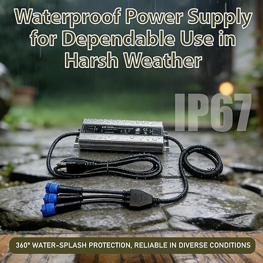 120W 24V Waterproof Power Supply 3-Head Output Adapter Compatible with Philips Hue Outdoor Lighting Lily Spot Lily XL Calla Pathway Impress Pedestal &amp Impress Wall Lights