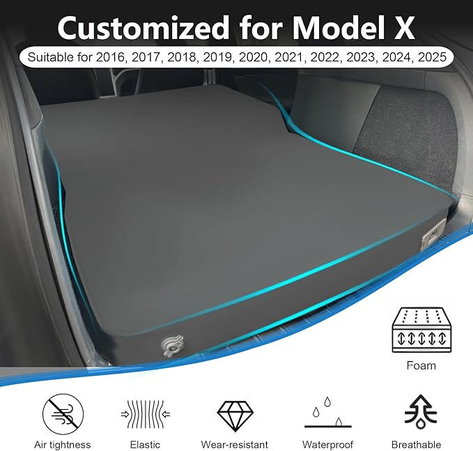 Customized for Tesla Model X Mattress Foam Self-Inflating Portable Camping Mattress Comfortable Car Sleeping Mat with Wireless Charging Air Pump Tesla Model X Accessories 2026-2020