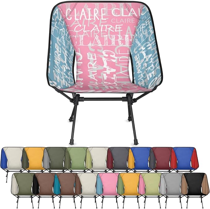 Custom Outdoor Camping Chair with Name Personalized Name Backpacking Chair with Side Pockets Lightweight Foldable Outdoor Chair for Adults