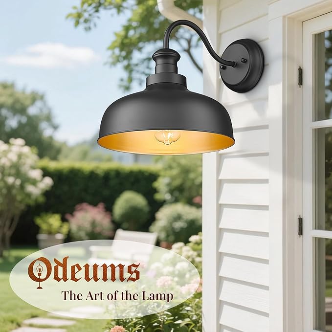 Farmhouse Barn Light11.5 Inch Outdoor Wall Light Weather Resistant Exterior Lighting FixtureOutdoor Wall Mount Light Anti-Rust Porch Light for House Patio Garage (Black2Pack)