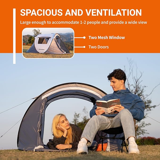 EchoSmile Instant Pop Up Camping Tent 2/4/6 Person Easy Setup Tent Water Resistant Dome Portable with Carry Bag