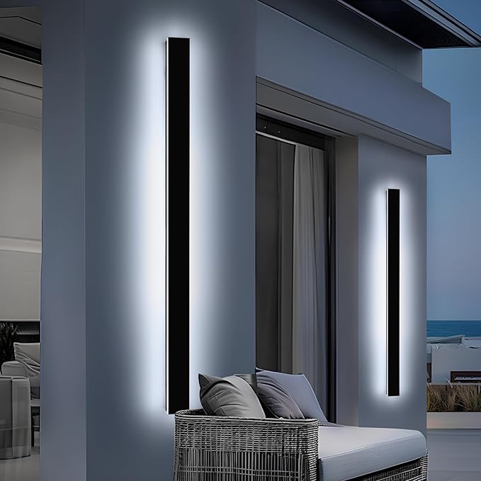 Mikeru 3CCT Dimmable Outdoor Wall Sconce 71 IP65 Waterproof - 2Pack Modern Black Exterior Light with Remote Control Adjustable 3000K/4500K/6000K for Porch Patio &amp Commercial Spaces | Hardwired