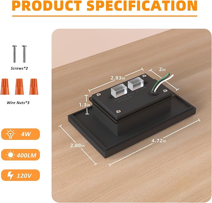 Motion Sensor Stair Lights Indoor Outdoor 5CCT Dimmable LED Step Lamp with Switch 4W 300LM 2700K-6500K IP66 Waterproof Hardwired 120V Stairway Staircase Walkway Lighting- Black 12 Pack ETL