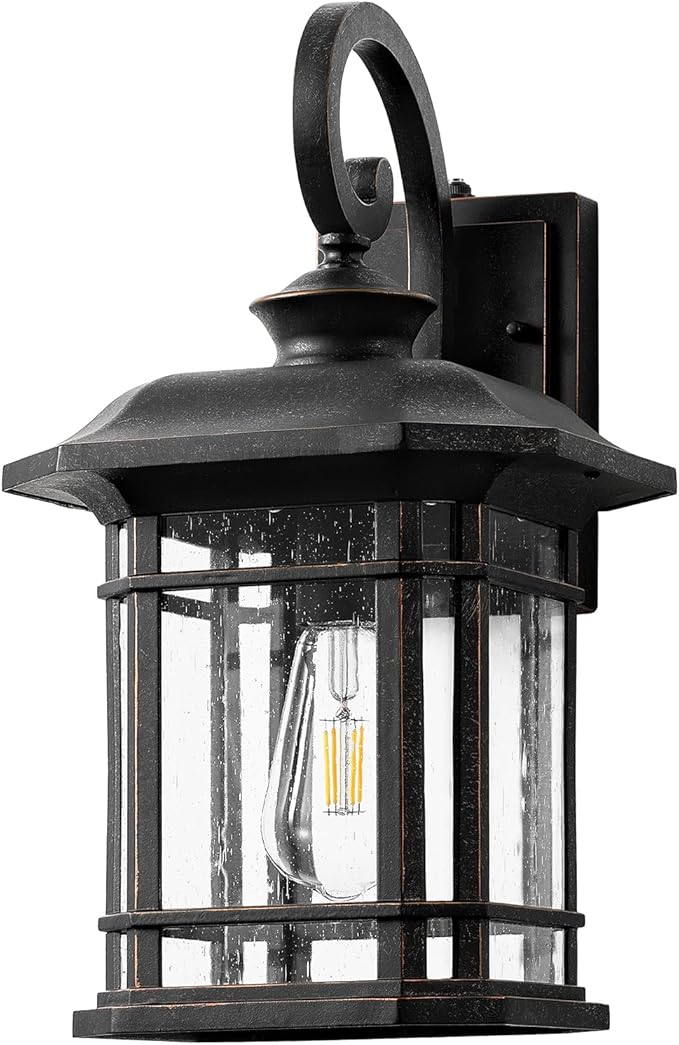 VIANIS 16.7 in Large Oil Rubbed Bronze Porch Lights Outdoor Dusk to Dawn Outdoor Lights for House Waterproof Outside Wall Light Fixtures for House Garden Garage Entryway Anti-Rust
