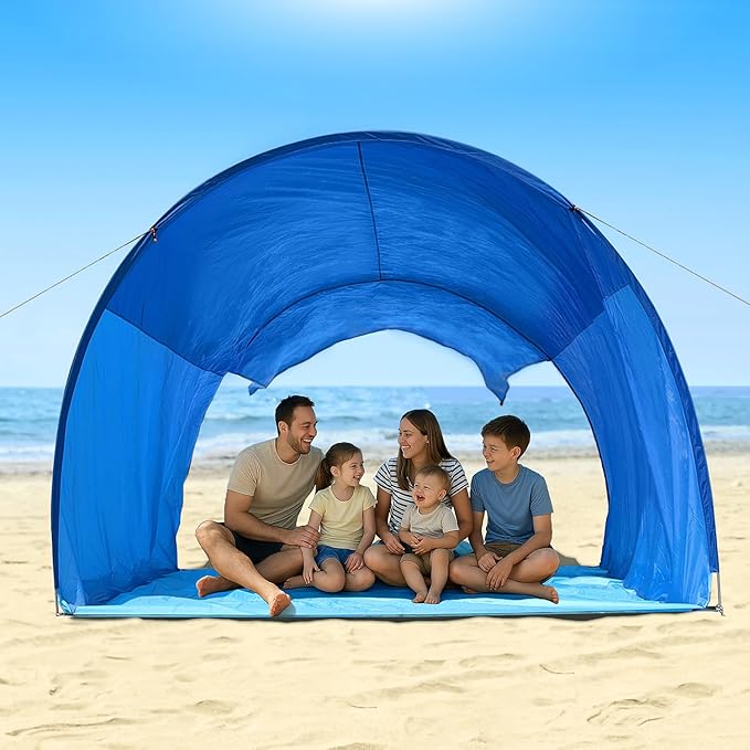 Beach Shade The Classic Wind-Supported Beach Canopy with UPF 50+ Protection 7.5ft Tall Portable &amp Easy Setup for 3-6 People