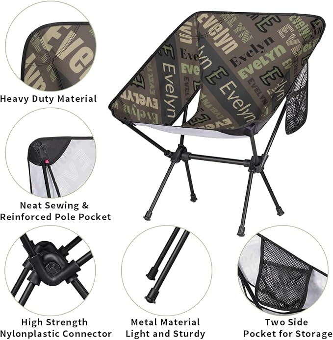 Custom Portable Camping Chair with Name Backpacking Chair Personalized Folding Chairs Compact Lightweight Outdoor Chairs for Hiking Camp Fishing