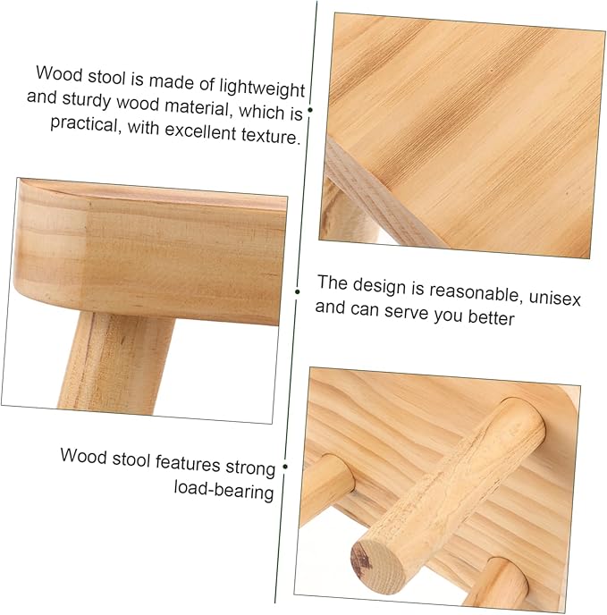 Wooden Step Stool Tall Foot Stool for Adults Smooth Surface for Kitchen Garden Camping