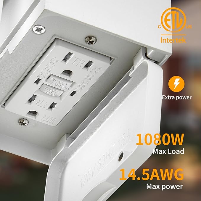 Yisuro Porch Lights with GFCI Outlet Dusk to Dawn Motion Sensor Outdoor 3 Lighting Modes Exterior Light Fixture Outside for House Front Door Patio Garage(White)