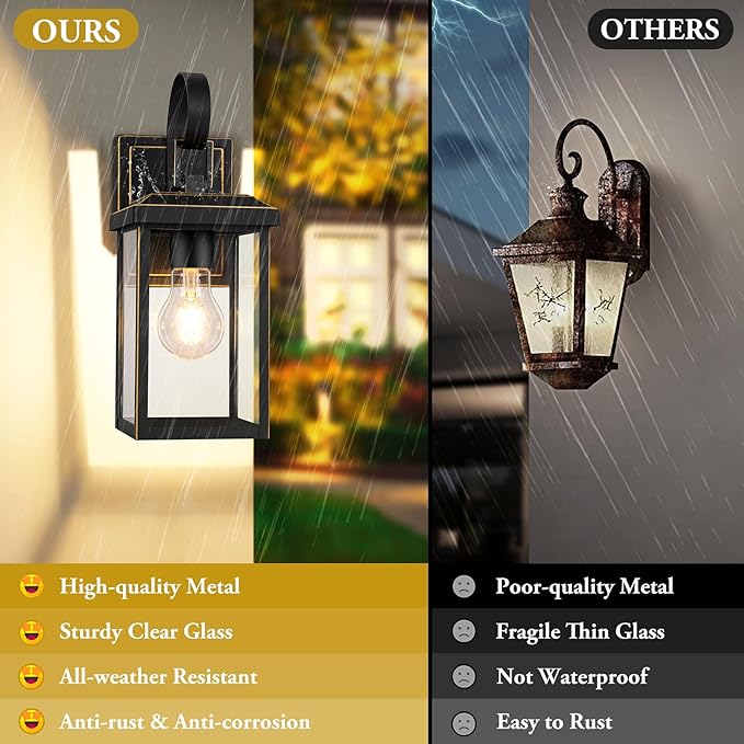 BesLowe 2-Pack Outdoor Wall Light Fixtures Exterior Lighting Fixtures Wall Mount Waterproof Porch Lights Outdoor Wall Sconces Lanterns Modern Outside Lights for House Front Door Garage Bronze