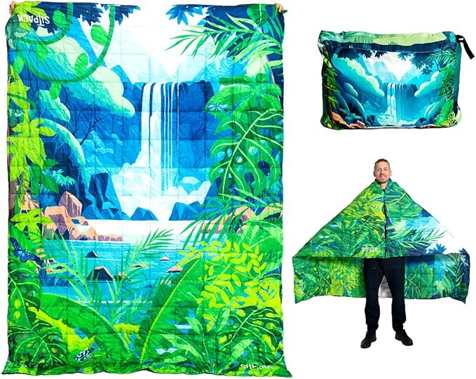 Sitpack Thermal Blanket - Lightweight Packable Puffy Waterproof and Packable Camping Blanket for Travel Beach Hammock and Outdoor Use
