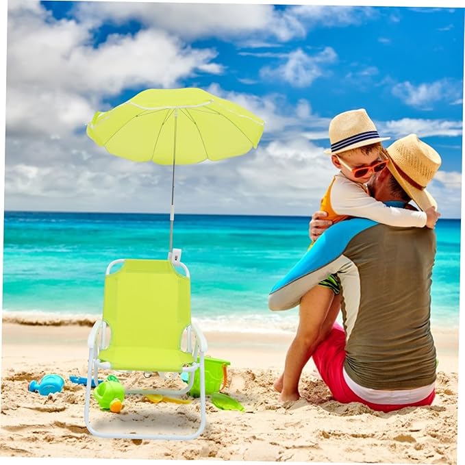 Kisangel 1set Boys and Girls Umbrella Beach Chair Lightweight Portable Sun Block Stool for Outdoor Fun for Boys and Girls Camping Beach Activities Non- Design Storage Convenience