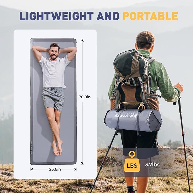 Elegear Camping Sleeping Pad with Multi-Function Electric Pump 4’’ Ultra-Thick &amp 1100lb Ultra-Support Camping Air Mattress Durable Sleeping Pad for Camping/Hiking/Tent/Home/Car Travel