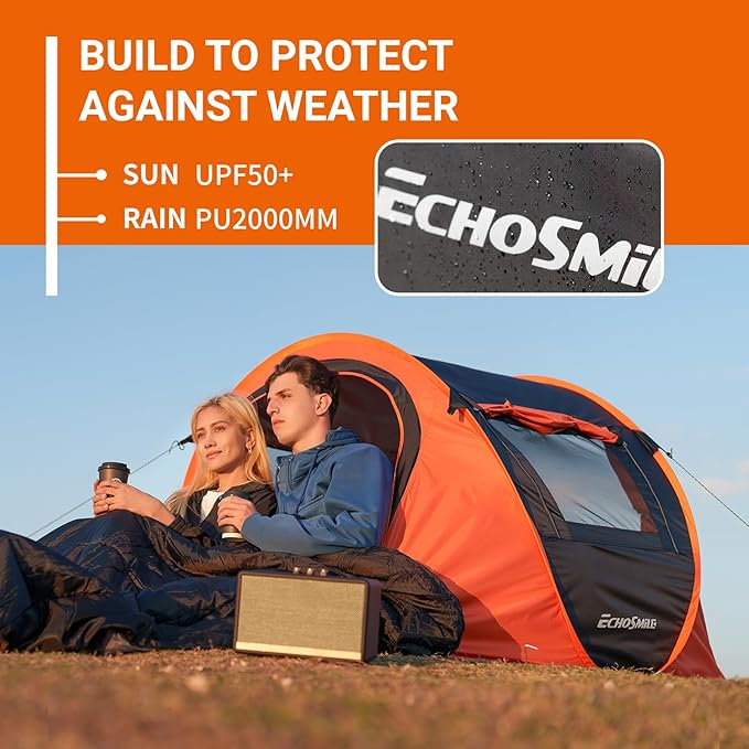 EchoSmile Instant Pop Up Camping Tent 2/4/6 Person Easy Setup Tent Water Resistant Dome Portable with Carry Bag