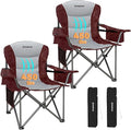 KingCamp Oversized Camping Folding Chair Heavy Duty 450 LBS with Lumbar Support Padded seat with Cup Holder&ampCooler Bag Ideal for Camp Fishing Sports Event Backyard Patio Lawn