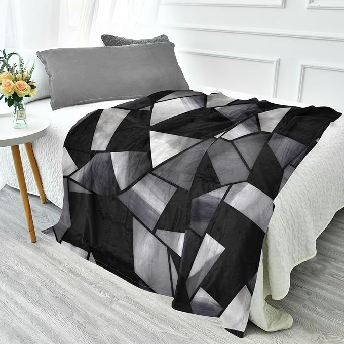 Cute Blanket Stained Glass Gray Black Classical Teen Throw Blanket 50'' x 70''
