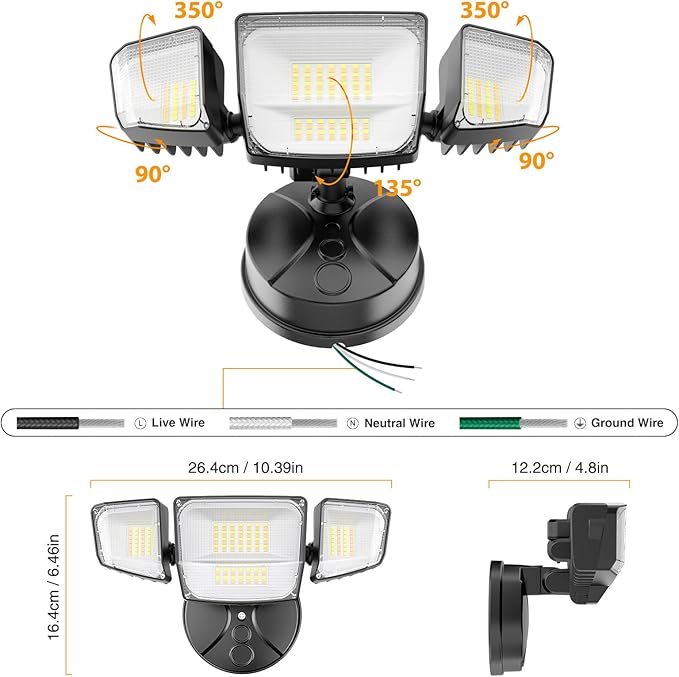 Onforu 65W Smart LED Flood Lights Outdoor 6500LM Brightness Adjustable APP Control Tunable 2700K-6500K WiFi Alexa Security Lights with Timer &amp 4 Lighting Head Exterior Floodlight for Yard Gara