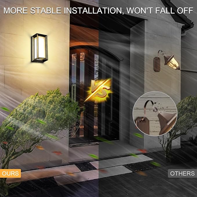 ledmo Outdoor Wall Light 1800Lm Modern Outdoor Porch Light 3000K Bright Lighting Black Exterior Lighting Fixture Waterproof Christmas Fixture for HousePatioGarageBackyardHallway（2 Pack