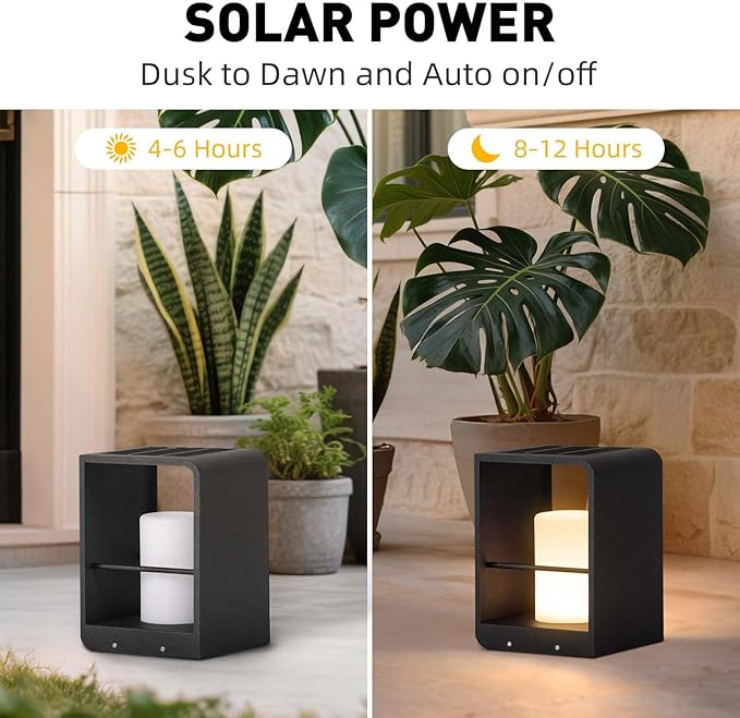 Solar Lanterns Outdoor Waterproof Patio Lights with 3000K LED Outdoor Lights Solar Powered with Remote Control Floor Lamp for Garden Yard Deck Backyard Porch and Landscape Lighting