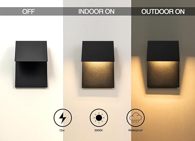 Outdoor Wall Lights Fixture 11”LED Modern Wall Sconce 12w Mate Black Exterior Porch Light Wall Mount Waterproof Patio Light Fixture for House Patio Front Porch Garage Commercial use