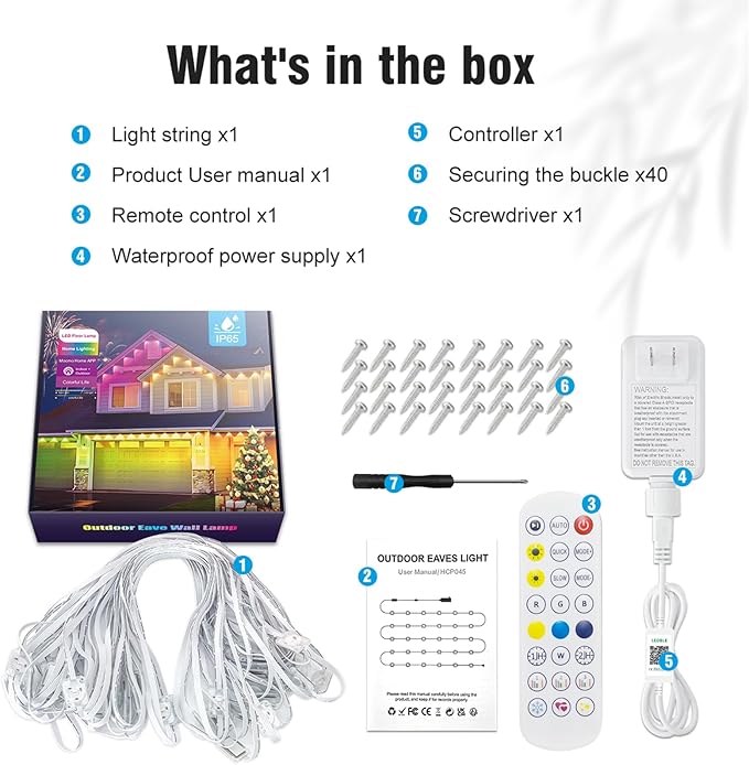 100FT Permanent Outdoor Lights - IP65 Waterproof RGB Eaves Lights with Smart App/Remote Controlfor Christmas All Holiday Party Daily and Accent Lighting House Roof and Garden Decoration