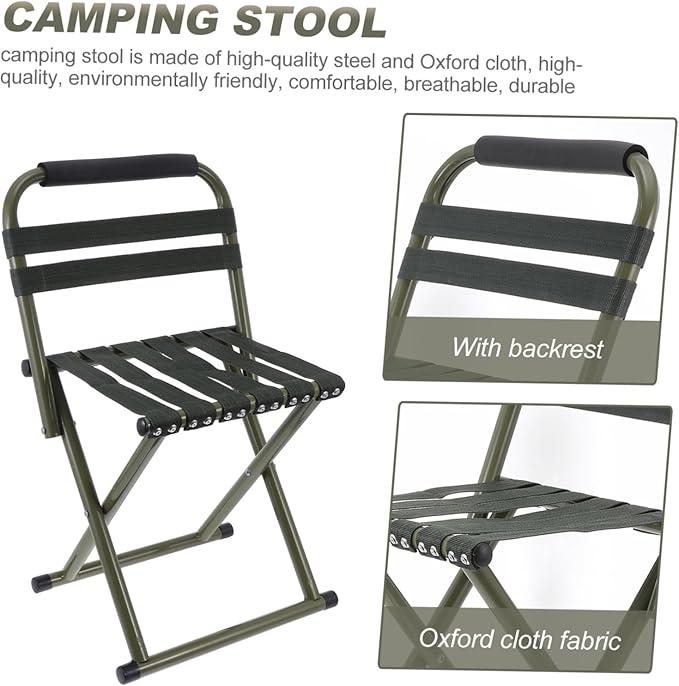 Totority 1pc Outdoor Portable Folding Chair Backrest Lightweight Camping Stool for Fishing and Picnics and Compact Design Green Easy to Carry