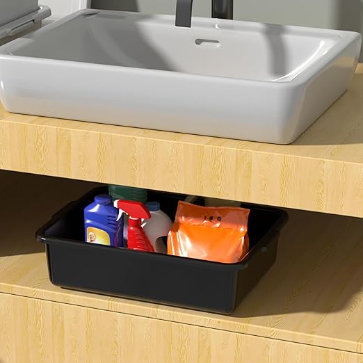 8 L Small Commercial Bus Tubs Food Service Bus Tub Bins Black 18 Packs
