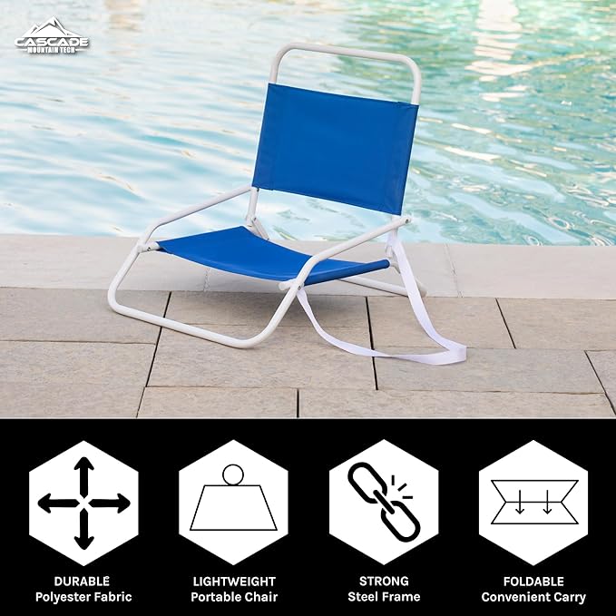 Cascade Mountain Tech Low Profile Beach Chair One Size Blue