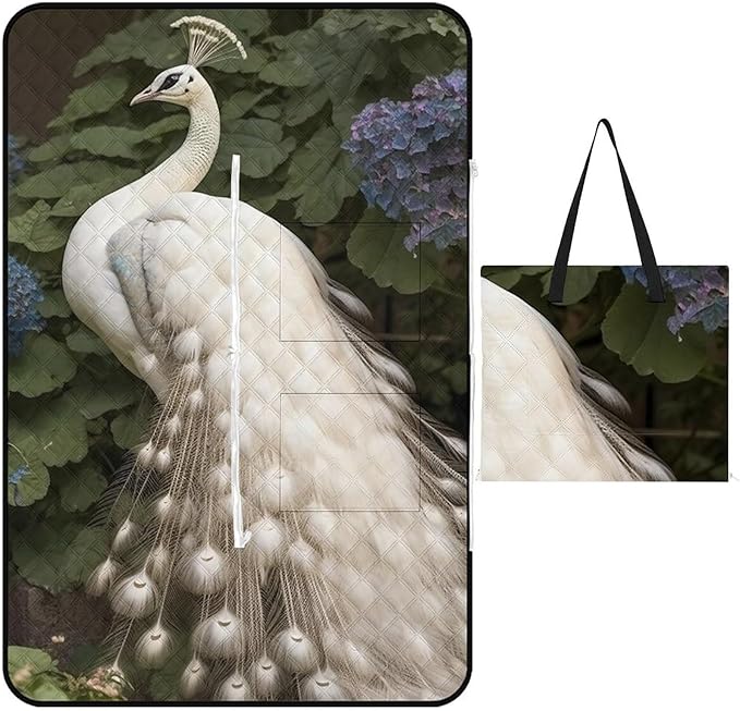 Zipper White Peacock Style Picnic Mat Suitable for Travel Camping Park Or Home Use