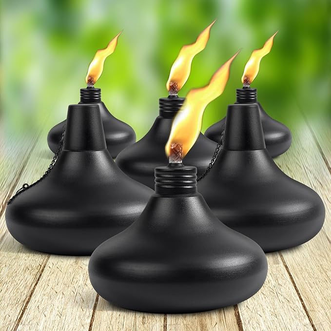 Upgraded Tabletop Torches Set of 6 24.5 oz Citronella Candles for Outdoor Metal Table Top Torches for Outside Refillable Torch Lanterns for Patio Yard Deck Garden Party