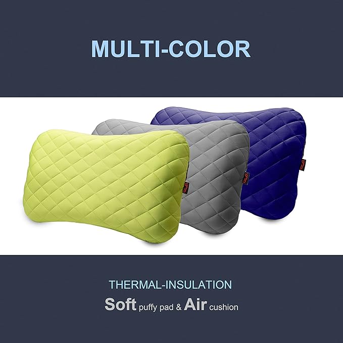 X-Foam Inflatable Camping Pillow ELuxe with Removable Foaming Cover | Comfortable Washable Ultralight Portable Neck Lumbar Support | Backpacking Hiking Travel Air | X-Large (Apple Green)