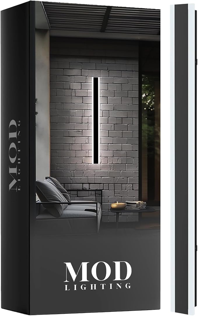 MOD LIGHTING Haylen Wired LED Outdoor Wall Light (1-Pack) 31 Water Resistant Outdoor LED Sconce Remote Dimming Modern Wall Sconces for Patio Garage Black