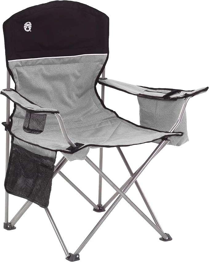 Coleman Portable Camping Chair with 4-Can Cooler Cushioned Seat &amp Back with Side Pockets &amp Cup Holder Carry Bag Included Great for Camping Tailgating Firepits Patio &amp More