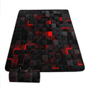 Outdoor Picnic Blanket Portable Ultrasonic Waterproof Picnic Black Red Stereoscopic Square Printed Camping Beach Mat for Sand and Wet Grass Hiking (Black Red Square S