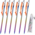 Boundless Voyage 6pcs Titanium Alloy Tent Pegs Outdoor Camping Awning Tent Stakes Lightweight Tent Nail 24CM-Ti4013P